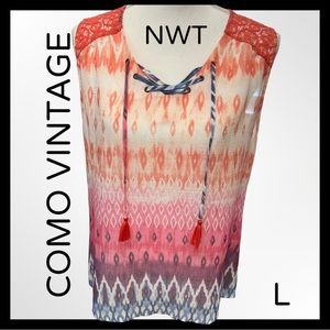 NWT COMO VINTAGE MULTI COLORED SLEEVELESS TOP SIZE L